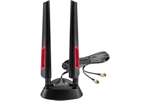 Supaerial WiFi 6E Tri-Band 2.4GHz 5.8GHz 6GHz Magnetic Base Antenna Aerial for PC Desktop Computer Gaming Motherboard PCI-E Wireless Router Hotspot Network Range Extender Booster