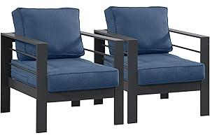 GARDEN STORE DIRECT Wisteria Lane Modern Outdoor Patio Aluminium Furniture Set,Four Colourways, with Sofa, Chairs, Loveseats and Coffee Table, Perfect for any garden (Grey/Blue, 2 x Armchairs)