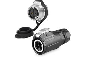 CNLINKO LP-16 Conector circular de 2 pines juego de un solo orificio - Enchufe y toma IP68 impermeable, Conector de aviación con carcasa de plástico PBT, Conexión rapido M16 (2 Pines)