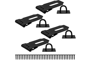 Bwintech 4 pcs Padlock Hasp Latch Locks 3 Inch (75mm) 304 Stainless Steel Door Lock Hasp Latch Hasp for Door Shed Gate Cabinet with Screw Black