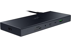 Razer USB 4 Dock - High-Speed Dock for Gaming and Productivity - 14-Port Design - Dual Display Support, Device Charging (3x USB-C, 5x USB-A, HDMI, DisplayPort, Gigabit Ethernet, 3.5mm Audio) Black