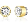 Three-Pack Silver Plated Stud Earrings With Zircondia Crystals - 4mm, 5mm, 6mm Sizes | Gift Box Included
