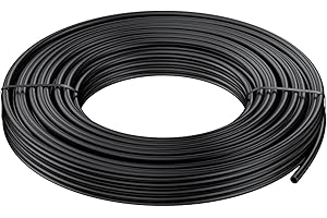 Pawfly 15 m Tubing d'irrigation goutte à goutte, 4-6 mm Tuyau de distribution pour système d'irrigation, Ligne en PE Micro noir, Rouleau pour arrosage de jardin, Pièce d'irrigation