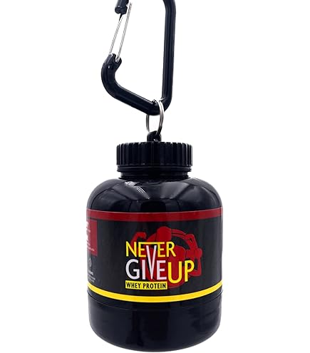 Porta Proteine Never Give Up - Contenitore Per Polvere Con Moschettone