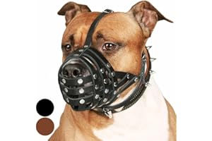 CollarDirect Muselière Pitbull en Cuir pour Chien Amstaff Muselières Staffordshire Terrier Panier sécurisé (Noir)
