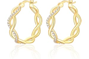 JEWTOP Creolen Silber Damen Ohrringe | 18K Vergoldet Ohrringe Creolen Gold mit AAA Zirkonia