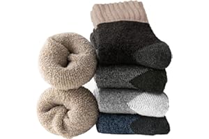 Josnown Thermosocken Herren, 5 Paar Dicke Winter Warme Socken, Atmungsaktives Wollsocken, Größe 39-45