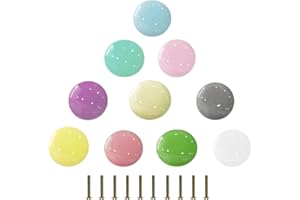 MANLEE MaYuLa 10pcs Keramik Türknöpfe Bunt Schrankknöpfe Kinderzimmer Möbelknöpfe Schranktürknöpfe mit Schrauben Möbelknauf für Kinder Kinderzimmer(Blau/Blaugrün/Hellrosa/Lila/Elfenbein/Gelb/Rosa/Grün/Weiß)
