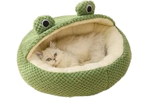 ENGEL WEMANG Katzenbett große Katzen flauschig Froschform Ø50x50cm rutschfeste Katzenbett für Hauskatzen und kleine Hunde,Bettchen waschbar BG2-50 M