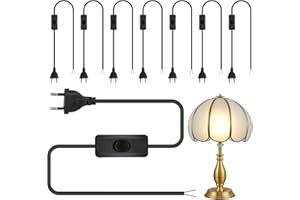 GBKDQQ Lot de 8 câbles d'alimentation avec fiche et interrupteur, 1,80 m - Noir - Câble de raccordement avec fiche européenne - H03VVH2-F2 x 0,75 mm² - Pour luminaires, lampes, ampoules