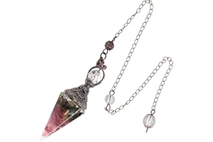 Lovionus89 Pendolo di cristallo curativo per la saliva della salvezza, Wicca desiderata, in resina spirituale, ciondolo a forma di tormalina