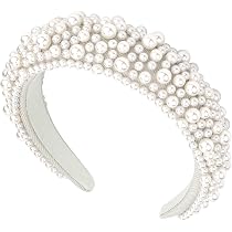 3 Fasce Per Capelli Con Perle Finte Bianche - Cerchietti Imbottiti Sposa, Accessori Eleganti Per Donne E Ragazze, Fermacapelli Largo Per Acconciature