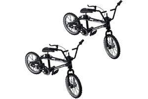 Opemg 2 x schwarze 1/18 Druckguss-Actionfigur, Spielzeug, Mini-Finger, Mountainbike, Fahrrad, Kunst, Handwerk, Desktop-Dekoration, Fingerfahrräder