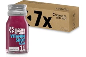 ‎KLOSTER KITCHEN Kloster Kitchen Bio Vitamin Shot Beere Acai 1SHOT 7x 30 ml mit echten Ingwerstückchen I Ingwer Shot vegan in der To Go Glasflasche I süß-scharf ohne Zusatzstoffe & mit natürlicher Süße