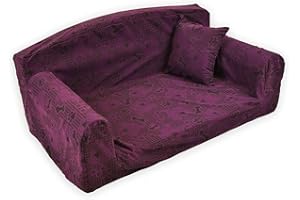DOG TIRED - PET BEDS DIRECT Dog Tired Purple – Pet Sofa. Trendy 3 sizes Dog bed. Modern cover material. Made in UK (Small 82 x 46 x 34 cm)