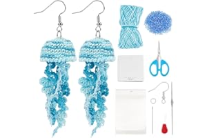 FREEBLOSS 12 Set Méduse Crochet Boucles D'Oreilles Kit Crochet Fil Boucle D'Oreille pour Femme DIY Bohème Boucle D'Oreille Faisant Kit à la Main Bijoux Cadeau