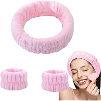 Set Bracciali E Fascia In Microfibra Per Lavaggio Viso E Trucco, Antischizzo, Assorbente, Colori Vivaci, Elastici E Comodi