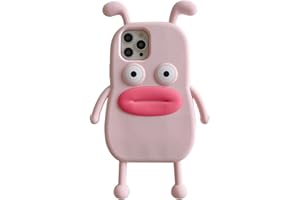 CrazyLemon Coque pour iPhone 12 / iPhone 12 Pro, Dessin Animé 3D Animaux Drôles Saucisse Bouche en Silicone Souple Protection Complète Antichoc Couverture Arrière - Lapin Rose