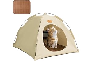 BAFANGLAIUK Premium Cat Cooling Tent, Portable Cooling Store for Cats, Cooling Store Cat Made of Breathable Material, Washable and Lightweight, Can Be Used Indoor and Outdoor (Beige, M, 40 x 40 x 38 cm)