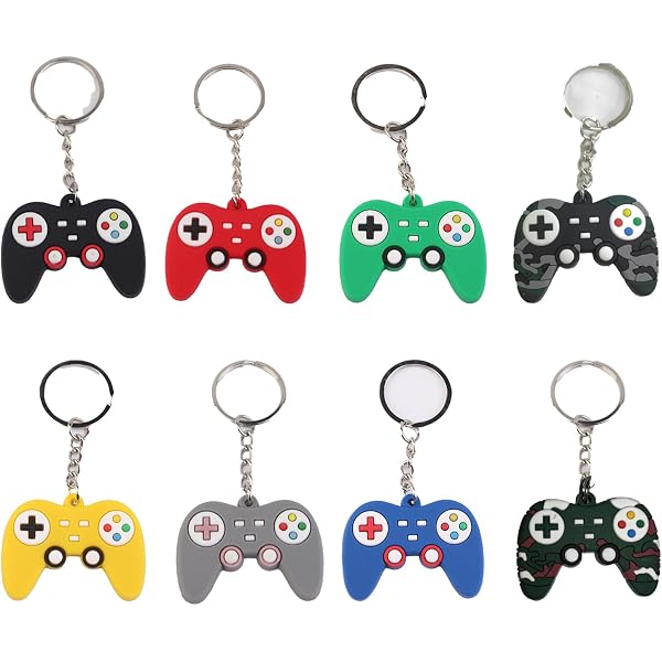 Ensemble De 8 Porte-Clés Manette De Jeu Rétro - 4,5 X 3,5 Cm, Couleurs Vives, Design Console Vintage - 4