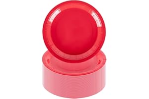 CEILIWEN Confezione da 100 piatti di carta rossi, 18 cm, rotondi, in tinta unita, per feste, compleanni, Natale, matrimoni, catering ed eventi (rosso, 17,8 cm)