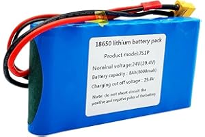 GAOJYLF E-Bike Battery 24V 8000mAh Lithium Battery Pack Rechargeable Battery for 150W Equipment 8000XT60+JST