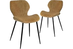 CangLong Nowoczesne tapicerowane krzesła do jadalni z połowy wieku z metalowymi nogami, krzesła akcentujące do kuchni, salonu, zestaw 2 sztuk, brązowe