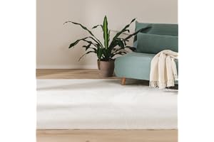 benuta Basic Syntetisk Pälsmatta Furry - Krämfärgad 120x170 cm - Mjuk vardagsrum - Antihalk baksida - Tvättbar - Lämplig för