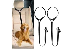 CGBOOM Universal Hunde Sicherheitsgurt fürs Auto Kopfstütze, Multifunktions Verstellbar Hundegurt Sicherheitsgeschirr Hundeanschnallgurt passend für Kleine, mittlere & große Hunde - 2 Pack (Schwarz)