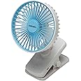 DOMEA Rechargeable Clip Fan | Mini Table Fan With 3 Speed Mode | 180 Degree Turning & 90 Degree Head Swivel | 1500mAh Battery With 5 Hours Working | USB AC-Type Charger | 5 Inch, Portable, 4 Watts