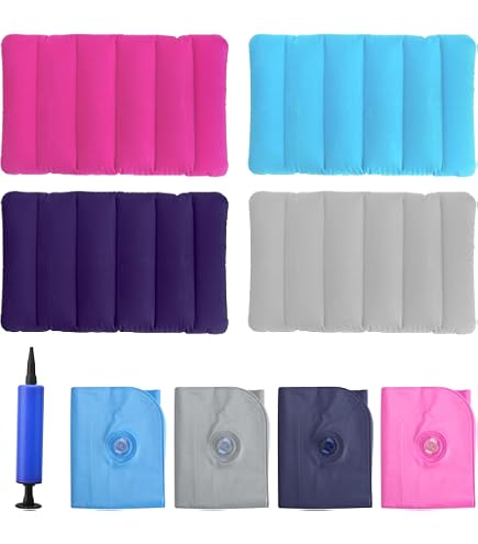Lot De 6 Oreillers Gonflables Plage & Camping Ultralégers – Coussin Voyage Ergonomique + Pompe Incluse