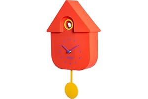 Fisura - Cuckoo clock. Wall clock. Original wall clock for gift. 3 AA batteries not included. 21,5 x 8 x 41,5. Material: ABS plastic. (Red)