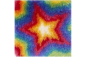 CRAFTSFABRICS Knüpfhaken-Set für Erwachsene – DIY Handarbeiten, Teppiche und Kissen, Multi-Stern-Regenbogen