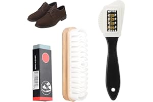 IBEIKE 3PCS Suede Brush for Shoes - 4-Sided Suede Brush and Suede Eraser and Hard-Wearing Nubuck Crepe Brush, Multifunctional Brass and Nylon Bristle Brush for Suede Leather Nubuck Boot Shoe