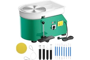 VAYOTOY Torno Ceramica Eléctrica, 25CM Torno de Alfarero que forma la Máquina 350W Bricolaje Eléctrico Herramienta de Arcilla con Pedal y Lavabo Desmontable Para el Trabajo de Cerámica Arte Artesanía