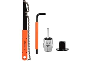 Oumers Kit d'outils de Chaîne de Vélo avec Fouet à Chaîne,Outils de Retrait de pignon de Bicyclette Vélo Cassette Anneau de Serrure Clé de Démonte pignon