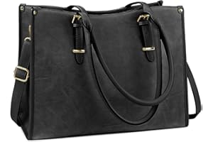 NUBILY Handtasche Damen Shopper Damen Groß Umhängetasche Laptoptasche 15.6 Zoll PU Leder Aktentasche Frauen Gross Arbeit Schule Business Tasche (Schwarz)