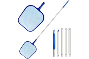 PCVANLEY 1 Filet d'écumoire de Piscine de 160 cm, 4 Amovibles Perche en Aluminium Intensify, 2 Filets d'écumoire, Filet de Nettoyage des Feuilles de Piscine, Convient pour Le Nettoyage des jacuzzis