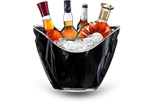 VIRSUS Secchiello Portaghiaccio Ovale 5562, Misura 34,5x26x24 cm, capacità 8 Lt, Secchio in plastica per Ghiaccio, 2 Maniglie, Secchiello per Bottiglie Vini, Champagne per Feste ed Eventi (Nero)