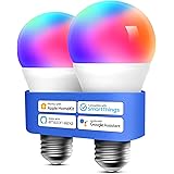 Smart WLAN Glühbirne funktioniert mit Apple HomeKit, Meross Wifi Lampe LED Mehrfarbige Dimmbare Glühbirne kompatibel mit Siri