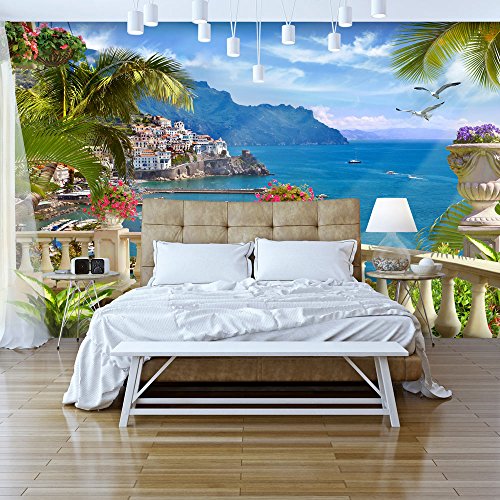Vlies Fototapete 400x280 cm ! Top - Tapete - Wandbilder XXL - Wandbild - Bild - Fototapeten - Tapeten - Wandtapete - Wand - Italien Meer Landschaft Natur c-B-0101-a-a