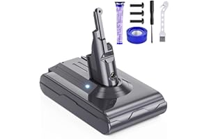 UIONVOT 6000mAh For Dyson V8 Battery Replacement - Li-ion Battery for Dyson SV10 Compatible with 21.6V V8 Absolute, Animal, Motorhead, Fluffy Cordless Vacuum Cleaner (2 filters+Cleaning Brush+Screwdriver)