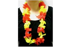 sportfanshop24 Blumenkette/Hawaiikette/Halskette - rot-gelb (Spanien) - Umfang zirka 100cm (1m)