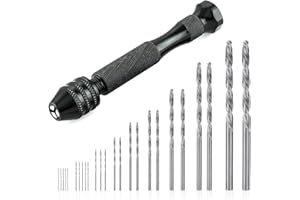Saipor Precision Pin Vise Hand Drill Set with 25 Pcs Micro Mini Twist Drill Bits Pen Vice Kit for Resin, Wood, Jewelry Making, Model Work DIY