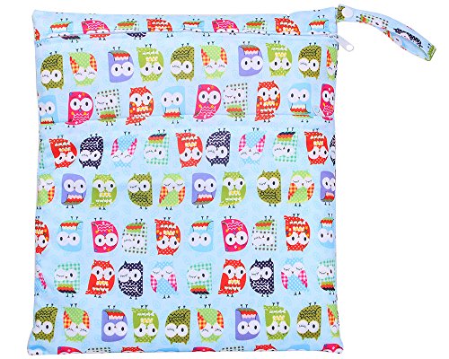 niceEshop(TM) Baby Infant Waterproof Zipper Wet and Dry Diaper Bag for Baby Carriage (Owl Print)