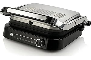 Hisense, HCG2100S elektryczna patelnia grillowa ze zdejmowanymi płytami, 7 programów, Smart Control i automatyczne wyłączanie, temperatura do 255 °C, moc do 2100 W