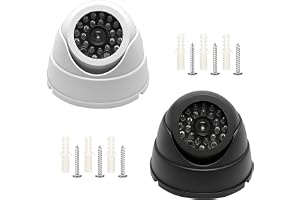 DAWRIS 2 Stycken Kameraattrapp för Inomhusbruk, Dome Övervakningskamera med LED-blinkande Ljus, Falsk Säkerhetskamera för Avskräckning på Kontoret, Lager