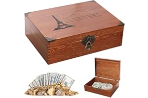 CLIUNT Vintage Holz Schatztruhe, Schatztruhe aus Holz mit Zahlenschloss, Holz Aufbewahrung Schatzkiste, Holztruhe Schatzkiste für Aufbewahren und Dekorieren Geschenke