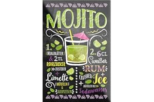 ‎SCHILDERKREIS24 schilderkreis24 – Cocktail Rezept Magnet Alkohol Spirituosen Deko Kühlschrankmagnet Humor Geschenkidee Geburtstag Weihnachten 9x6 cm (Mojito)