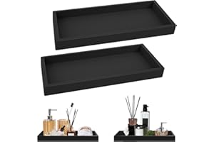GAESHOW 2 Piezas Bandeja de Baño, Bandeja para bañera, Organizador de baño, Soporte de cosméticos para Velas de Tejido, Toalla, Anillo de Joyería (Negro)